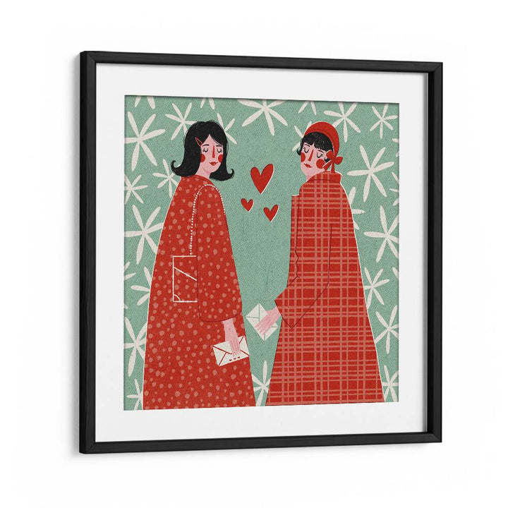 Love Letters By Julia Leister Women Illustration Paintings in Black Frame With Mount