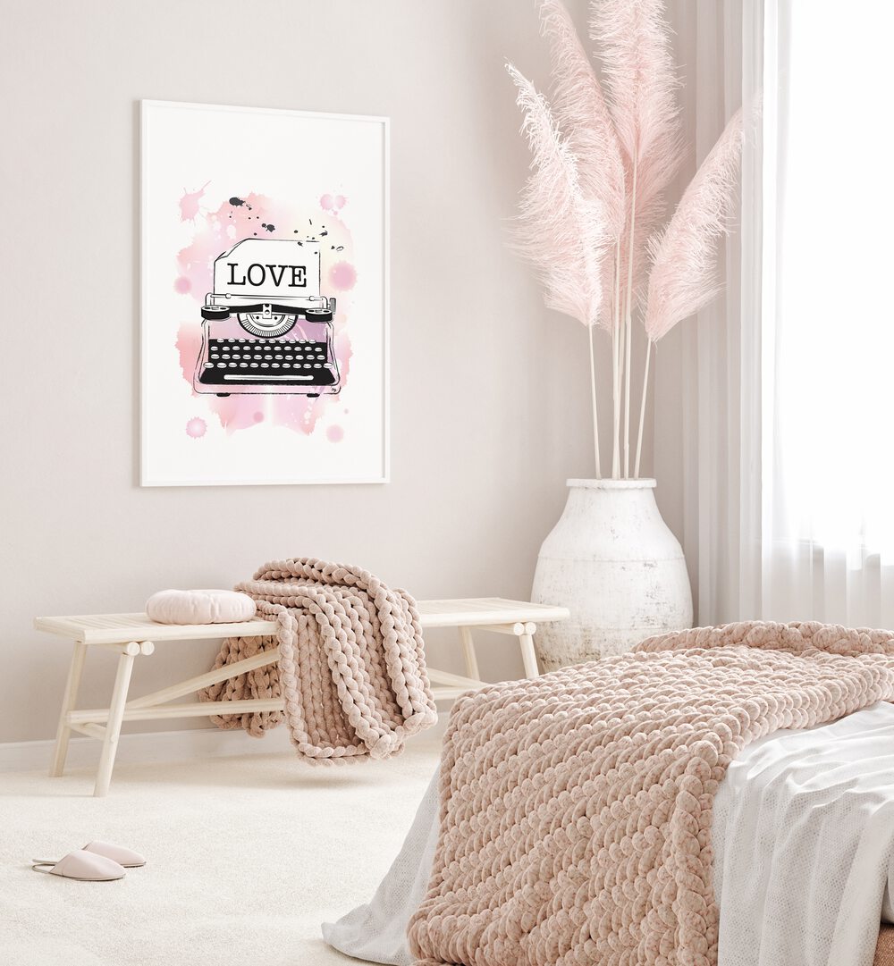 Love Typewriter by Martina Fashion Paintings Fashion Posters  placed on wall 