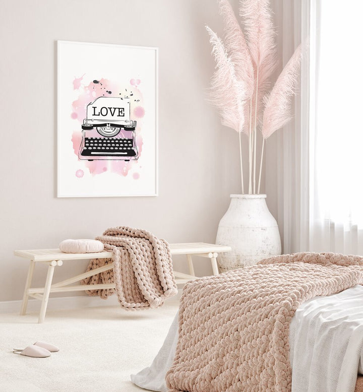 Love Typewriter by Martina Fashion Paintings Fashion Posters  placed on wall 