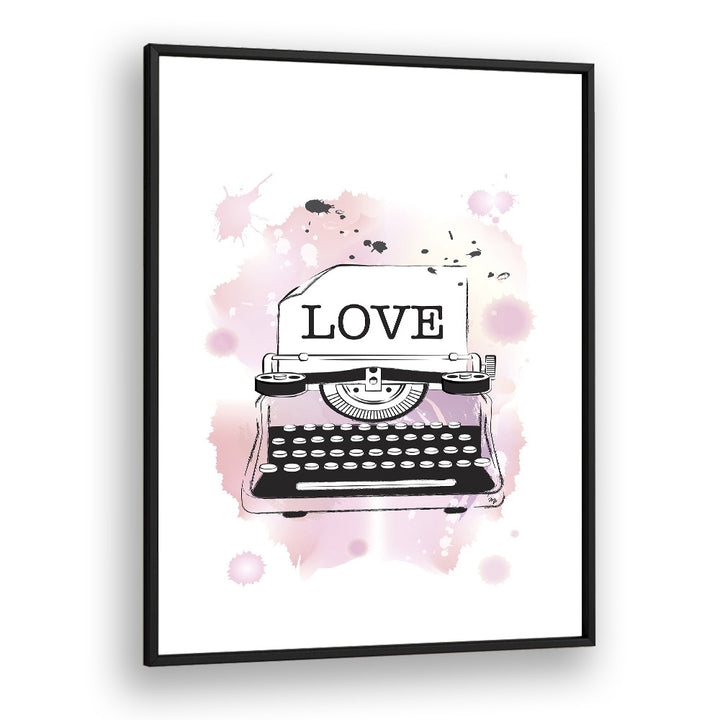 Love Typewriter by Martina Fashion Paintings Fashion Posters in Black Plain Frame