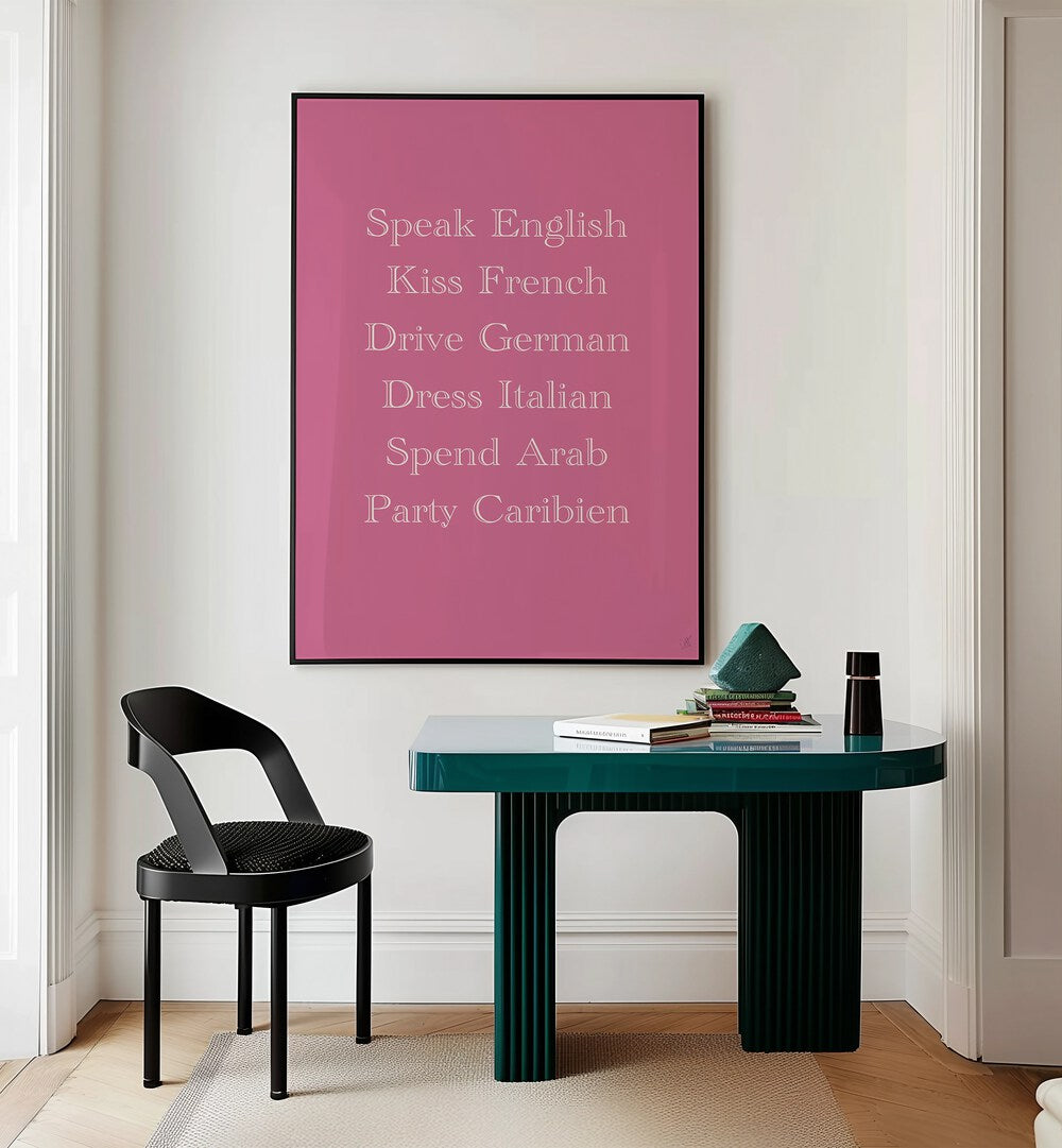 Love by Anne-marie Volfova Quotes and Typography Posters in Black Plain Frame placed on a wall behind a study table