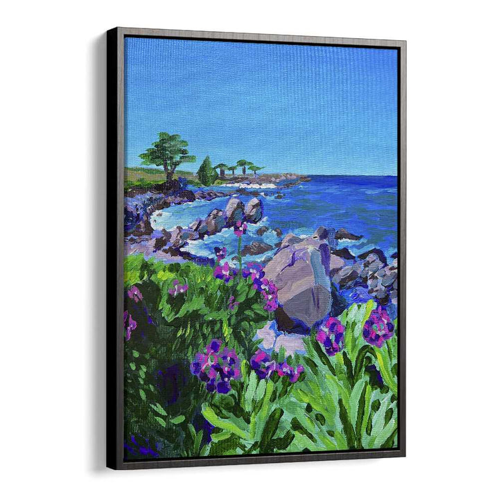 Lovers Point By Key And Sea Creative Landscape Art Print in Black Floater Frame