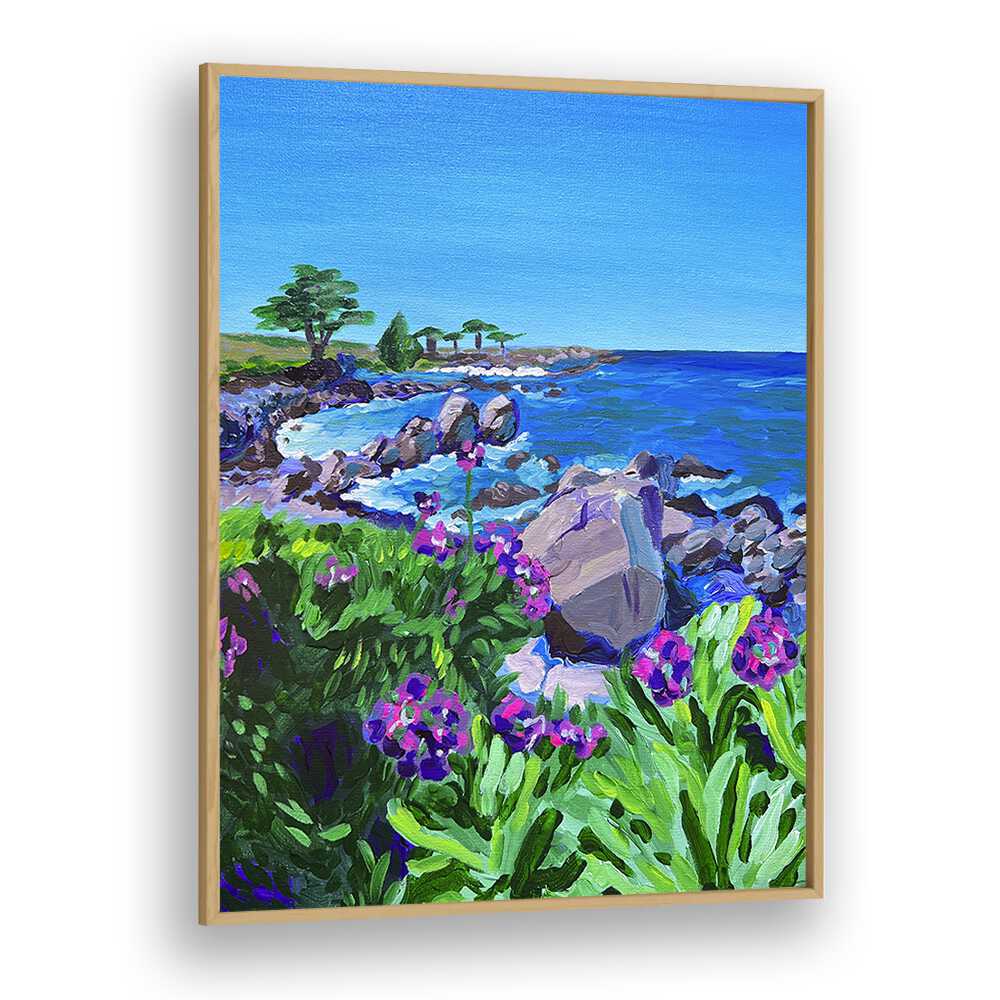 Lovers Point By Key And Sea Creative Landscape Art Print in Oak Wood Plain Frame