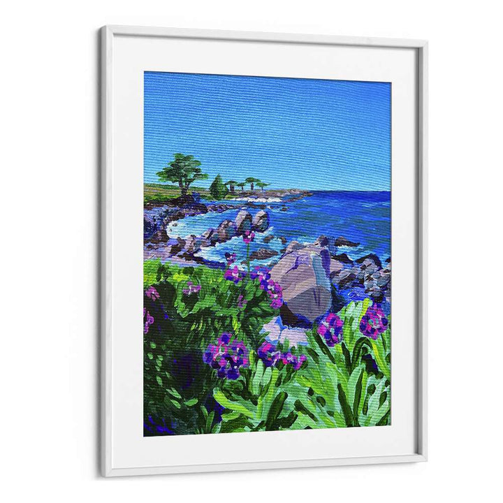 Lovers Point By Key And Sea Creative Landscape Art Print in White Frame With Mount