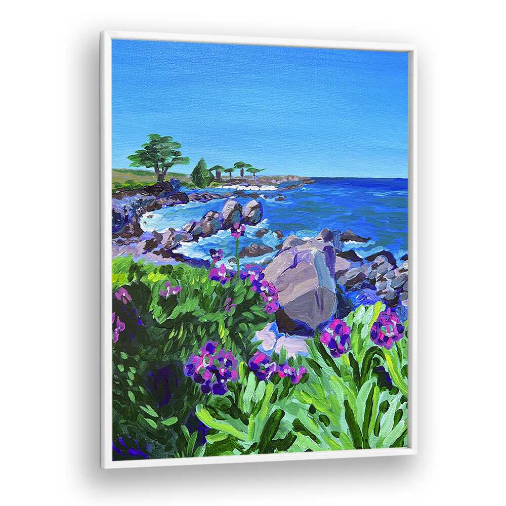 Lovers Point By Key And Sea Creative Landscape Art Print in White Plain Frame