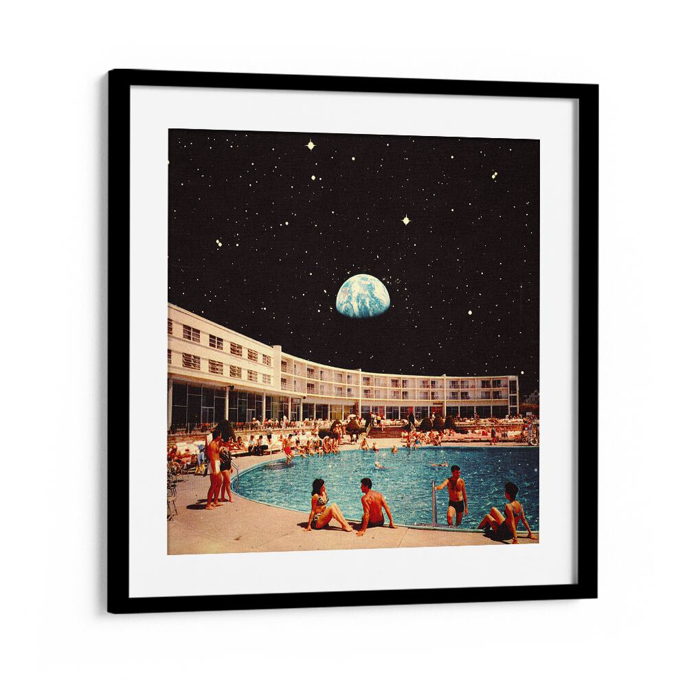 Lunar Pool Surreal Paintings Surreal Art Prints in Black Frame With Mount