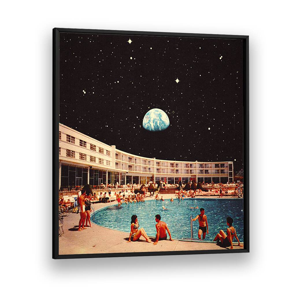 Lunar Pool Surreal Paintings Surreal Art Prints in Black Plain Frame