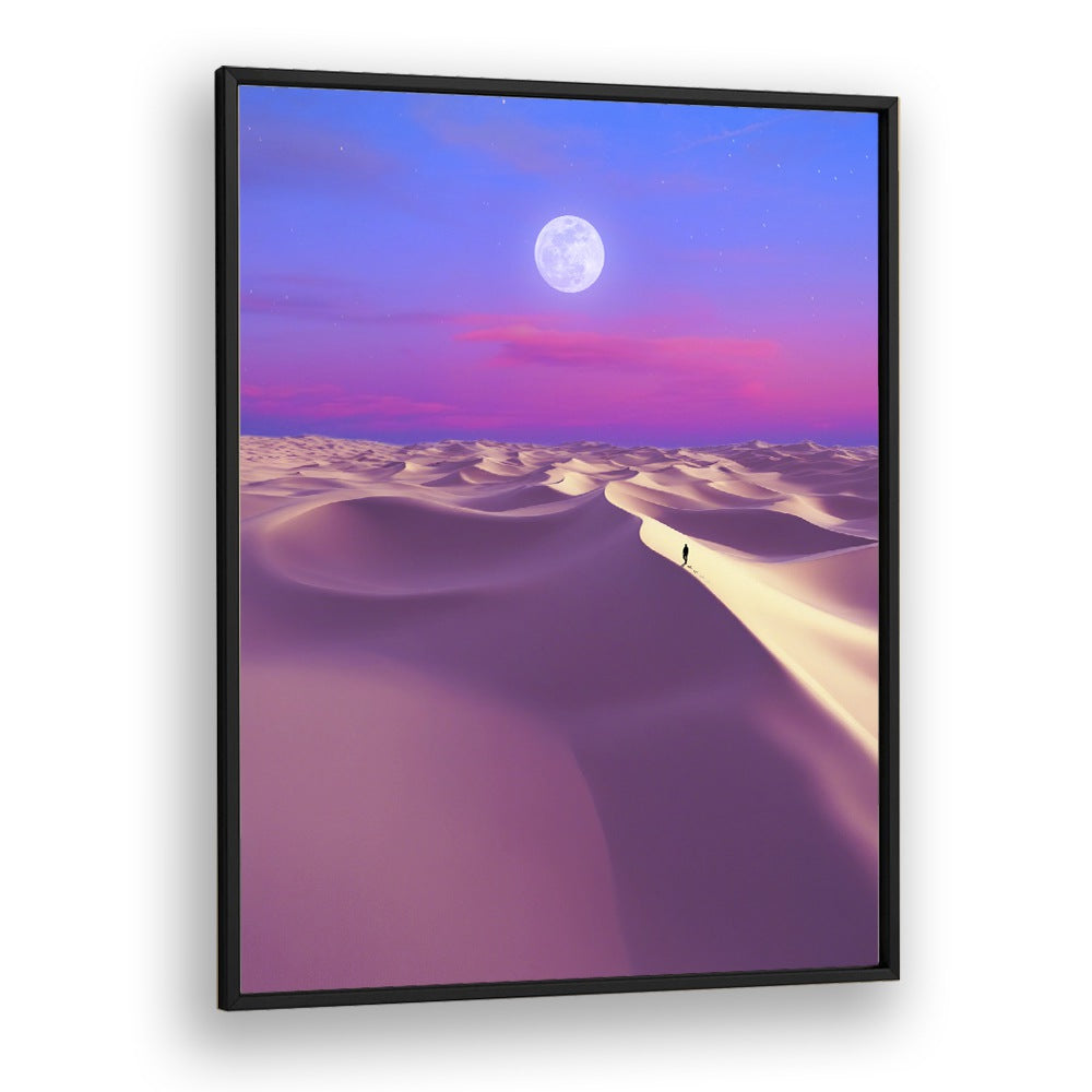 Lunar Solitude by Ritvik Takkar Surrealism in Black Plain Frame