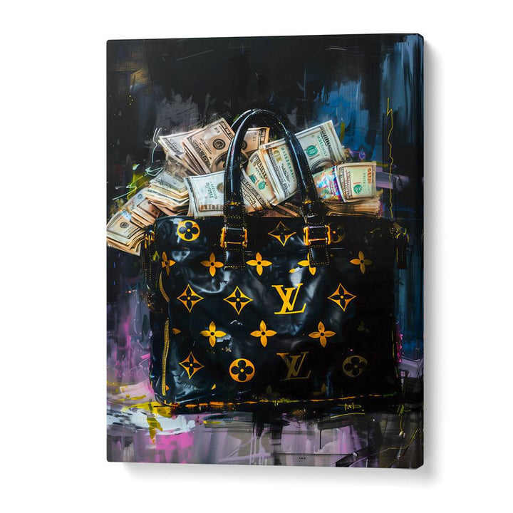 Lv Bag With Dollars Fashion Paintings Fashion Posters in Gallery Wrap