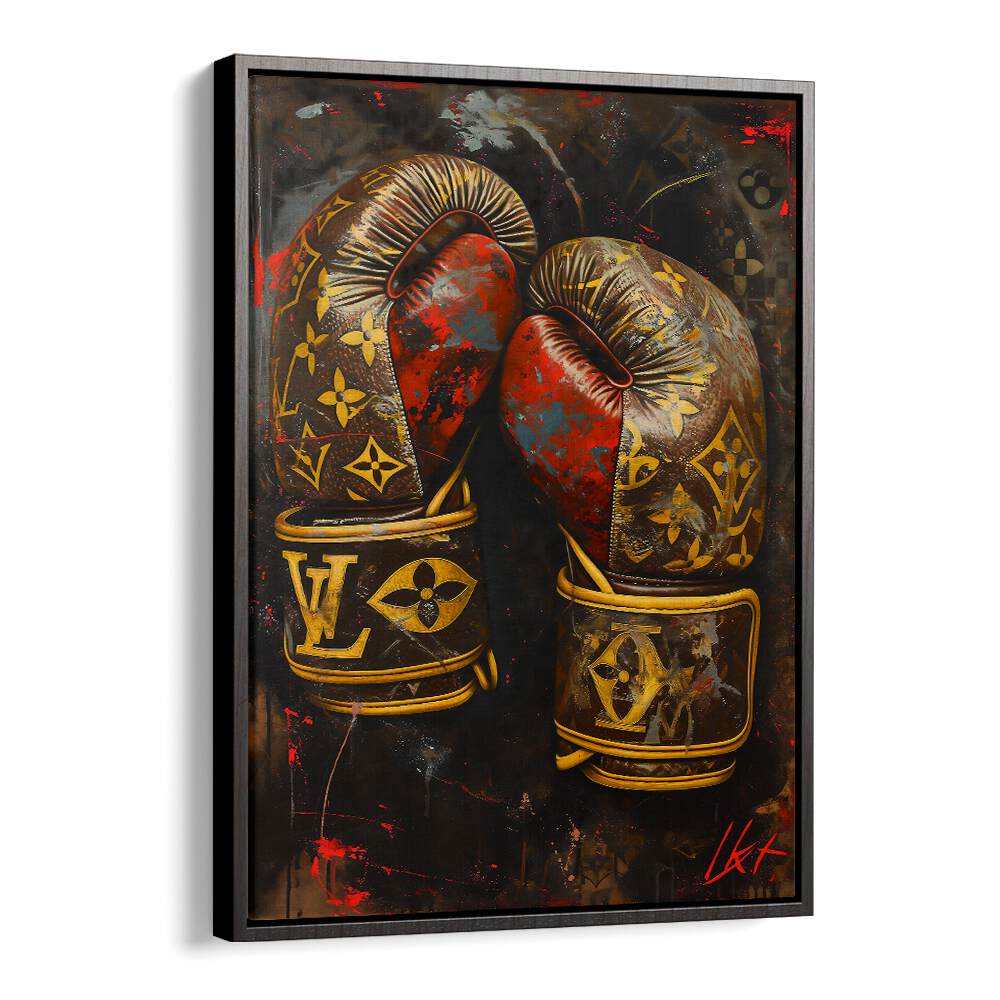 Lv Boxing Gloves Gaming Posters in Black Floater Frame