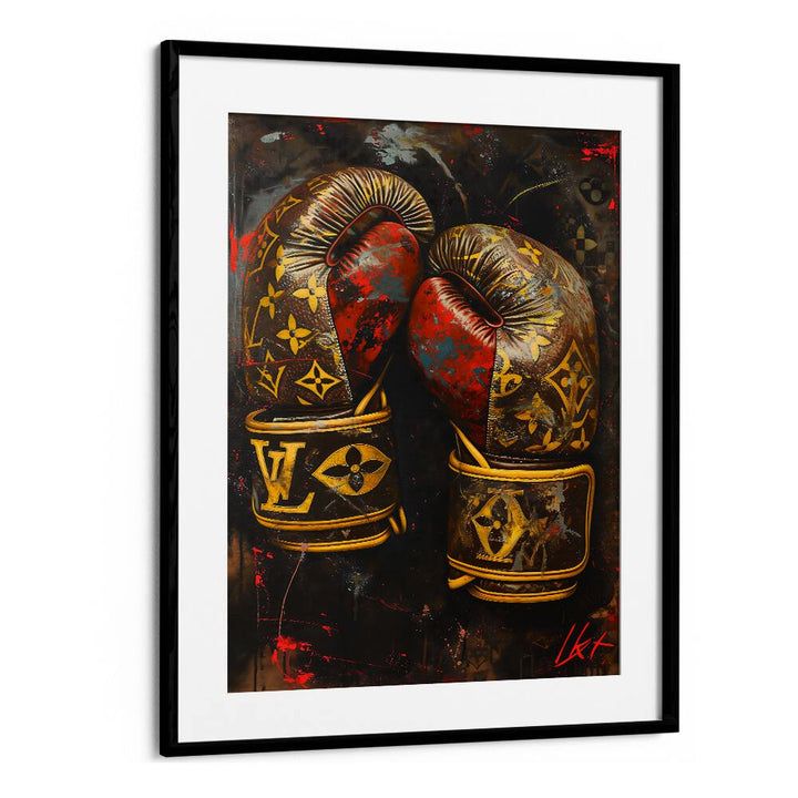 Lv Boxing Gloves Gaming Posters in Black Frame With Mount