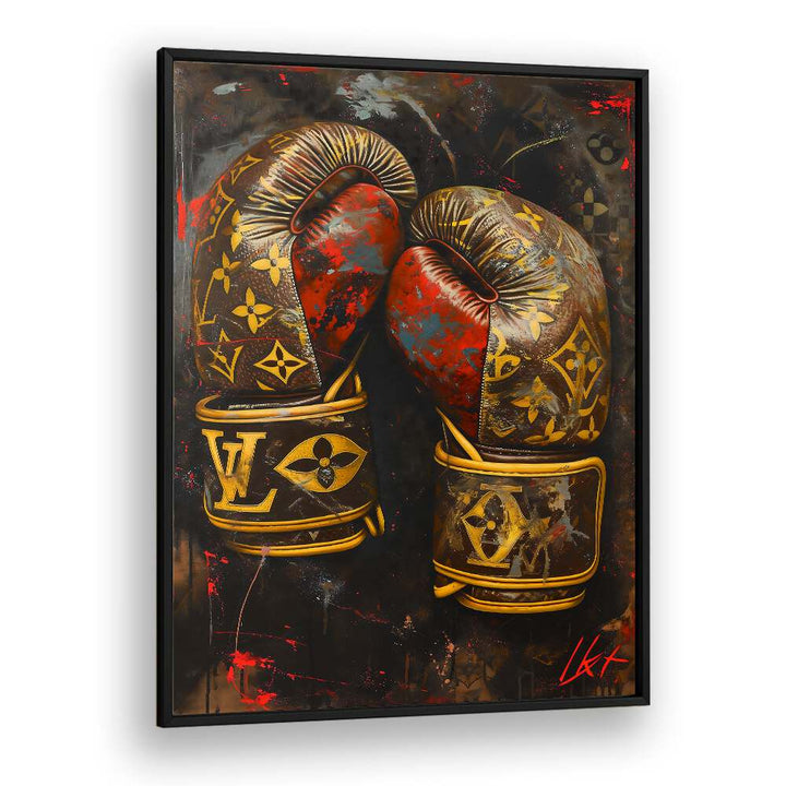 Lv Boxing Gloves Gaming Posters in Black Plain Frame