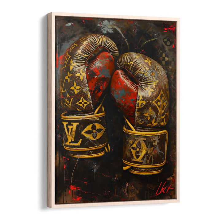 Lv Boxing Gloves Gaming Posters in Oak Wood Floater Frame