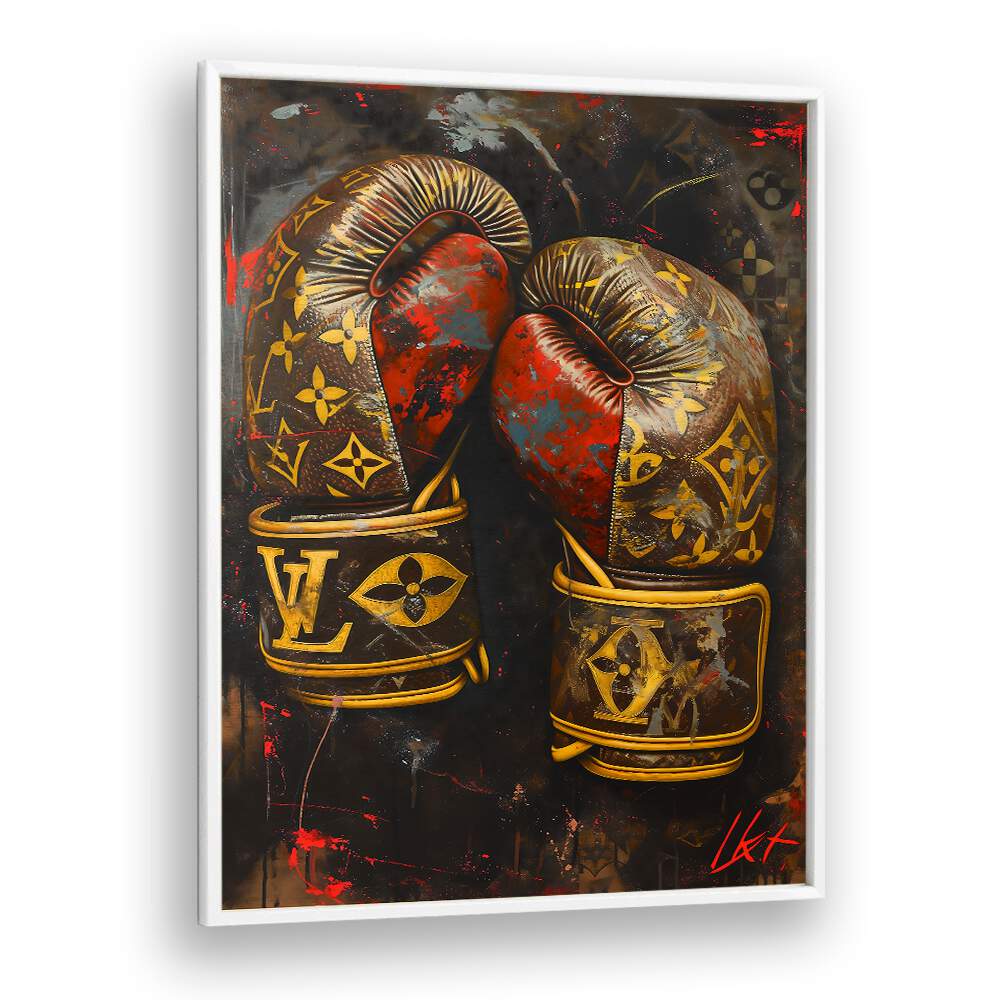 Lv Boxing Gloves Gaming Posters in White Plain Frame