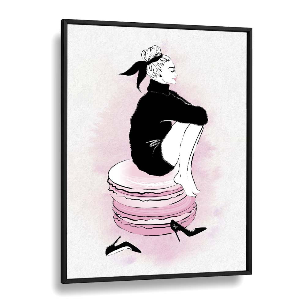 Macaron Girl Fashion art Artwork in Black Plain Frame
