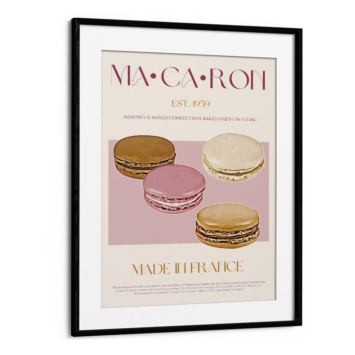 Macaron Print Bar & Cafe Artwork in Black Frame With Mount