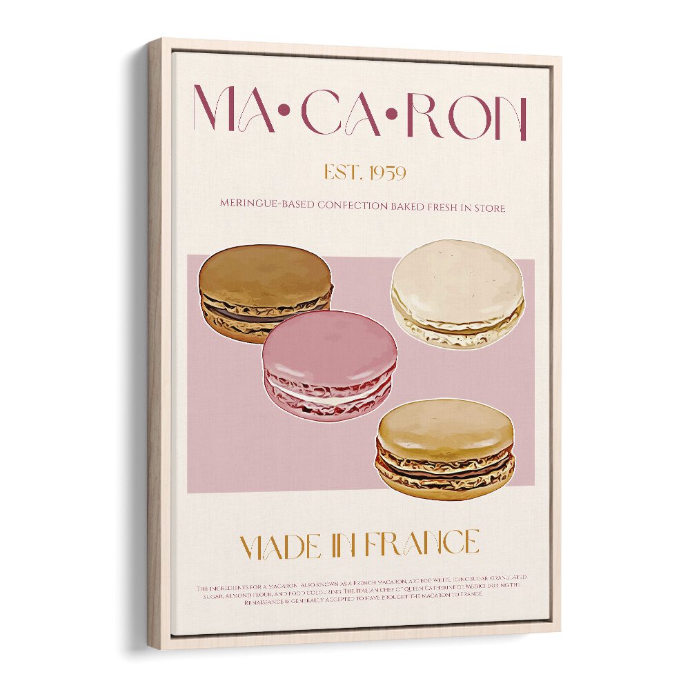 Macaron Print Bar & Cafe Artwork in Oak Wood Floater Frame