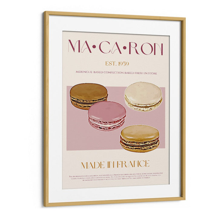 Macaron Print Bar & Cafe Artwork in Oak Wood Frame With Mount