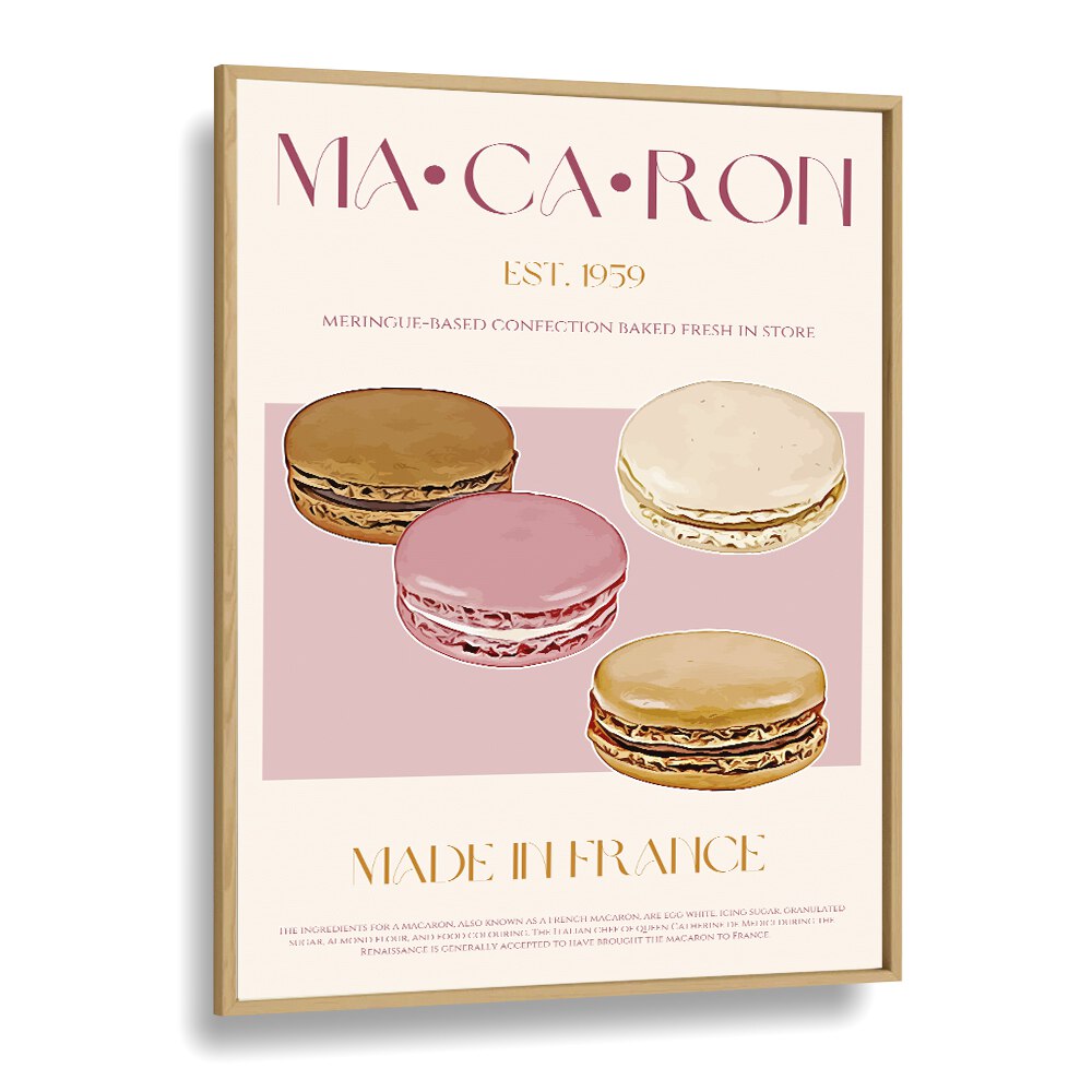 Macaron Print Bar & Cafe Artwork in Oak Wood Plain Frame