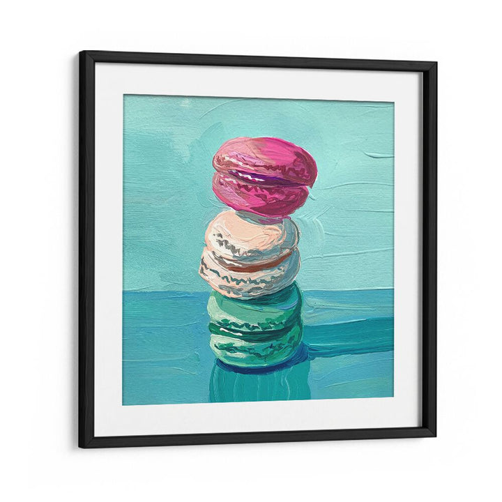 Macarons Bar & Cafe Artwork in Black Frame With Mount