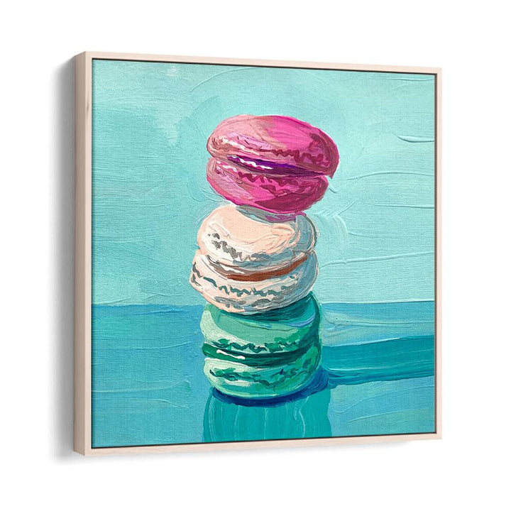 Macarons Bar & Cafe Artwork in Oak Wood Floater Frame