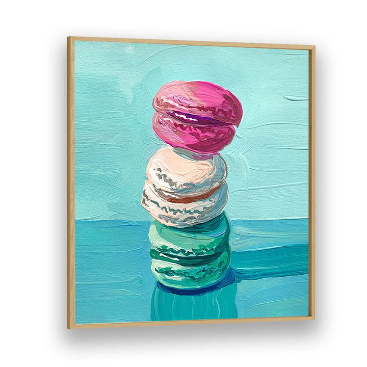 Macarons Bar & Cafe Artwork in Oak Wood Plain Frame