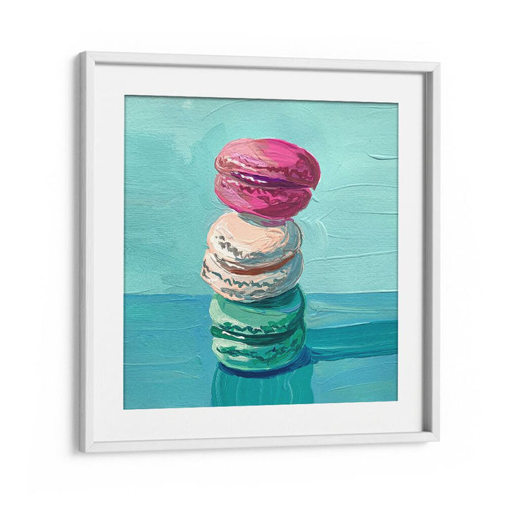 Macarons Bar & Cafe Artwork in White Frame With Mount