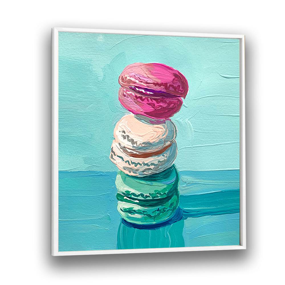 Macarons Bar & Cafe Artwork in White Plain Frame