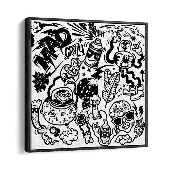 Madness Unboxed Doodle Art Artwork in Black Floater Frame