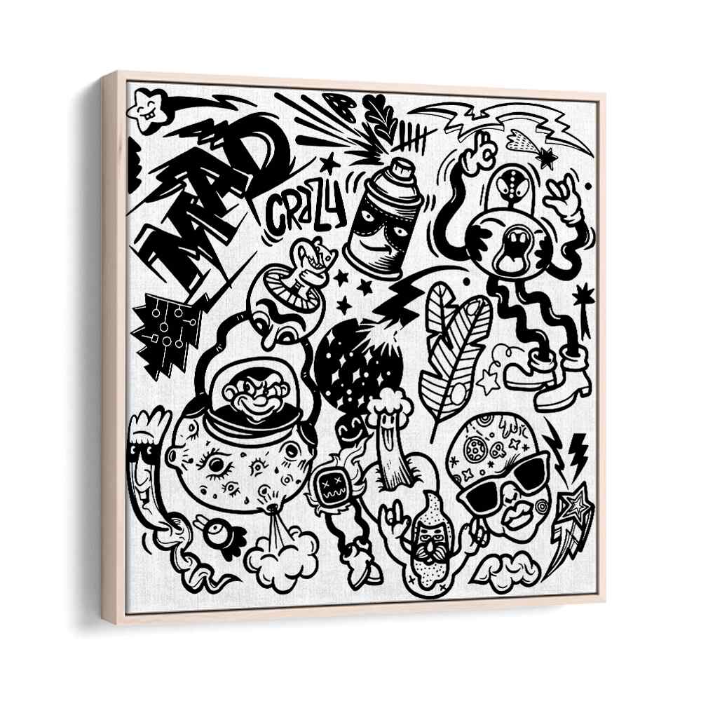 Madness Unboxed Doodle Art Artwork in Oak Wood Floater Frame