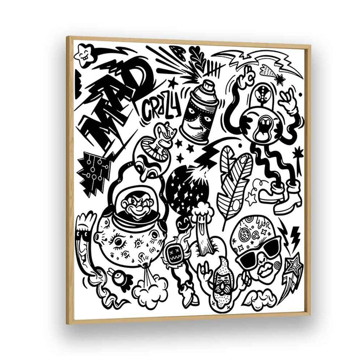 Madness Unboxed Doodle Art Artwork in Oak Wood Plain Frame