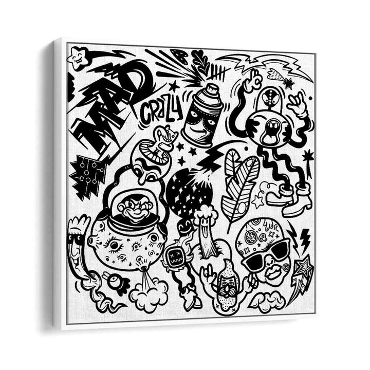 Madness Unboxed Doodle Art Artwork in White Floater Frame