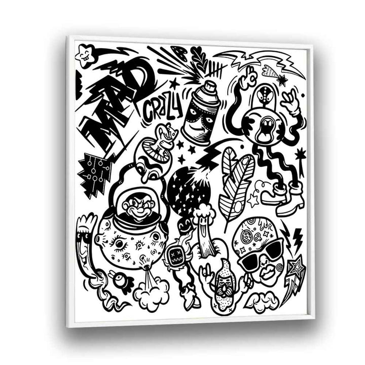 Madness Unboxed Doodle Art Artwork in White Plain Frame