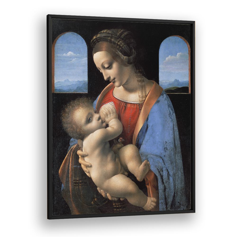 Madona Litta (Mid.1490s) Leonardo Da Vinci art painting Artwork in Black Plain Frame