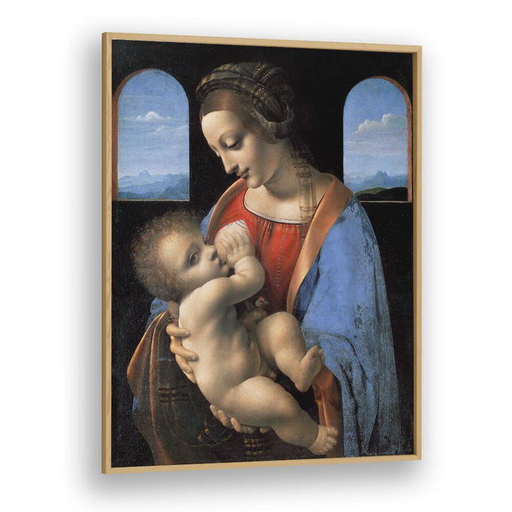 Madona Litta (Mid.1490s) Leonardo Da Vinci art painting Artwork in Oak Wood Plain Frame