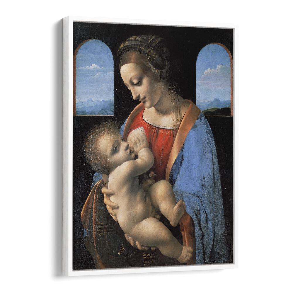 Madona Litta (Mid.1490s) Leonardo Da Vinci art painting Artwork in White Floater Frame