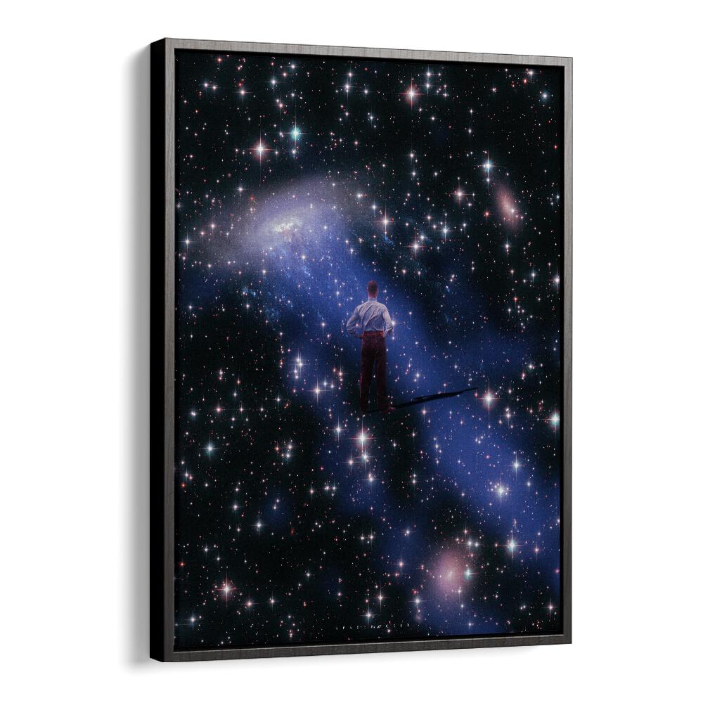 Magic In Sky Surreal Painting, Surreal Art Artwork in Black Floater Frame
