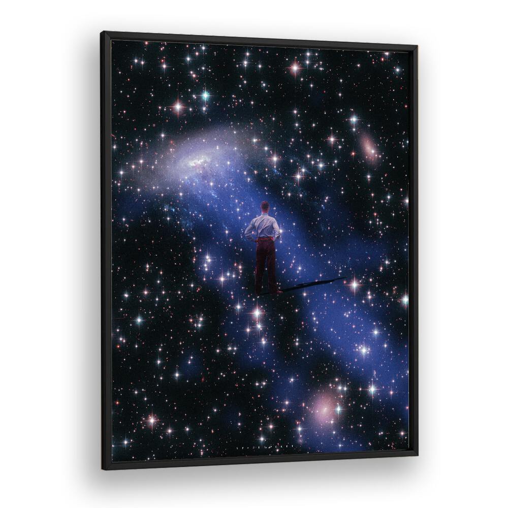 Magic In Sky Surreal Painting, Surreal Art Artwork in Black Plain Frame
