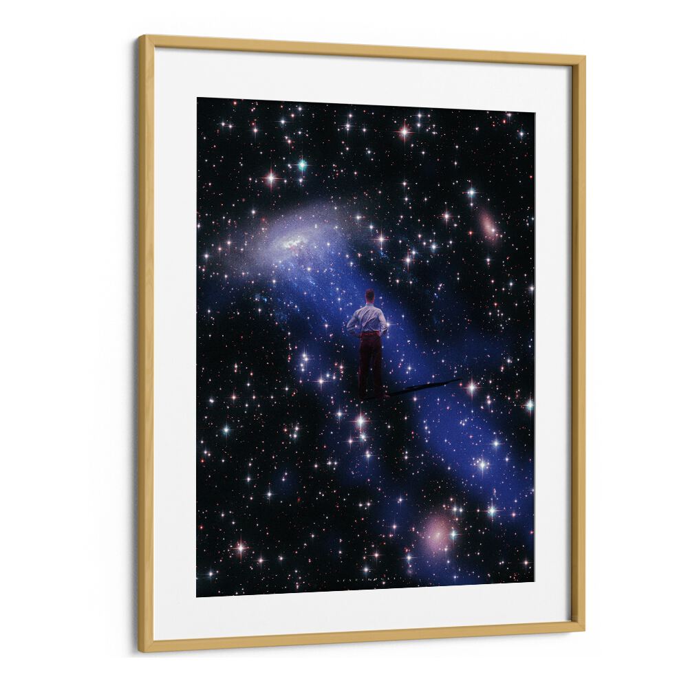 Magic In Sky Surreal Painting, Surreal Art Artwork in Oak Wood Frame With Mount
