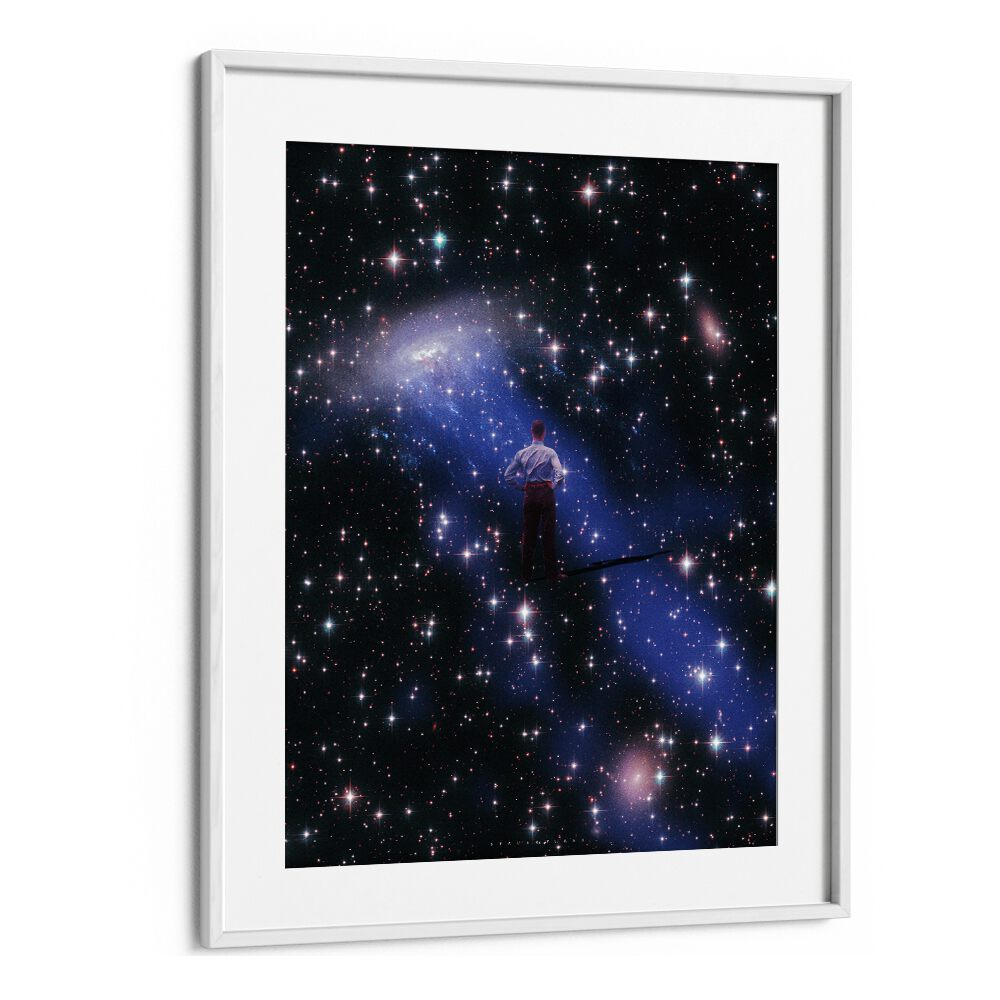 Magic In Sky Surreal Painting, Surreal Art Artwork in White Frame With Mount
