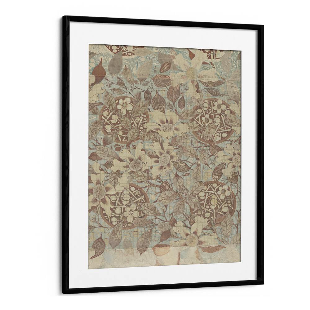 Magnolia Blossom  Botanical Flower Paintings Artwork  in Black Frame With Mount