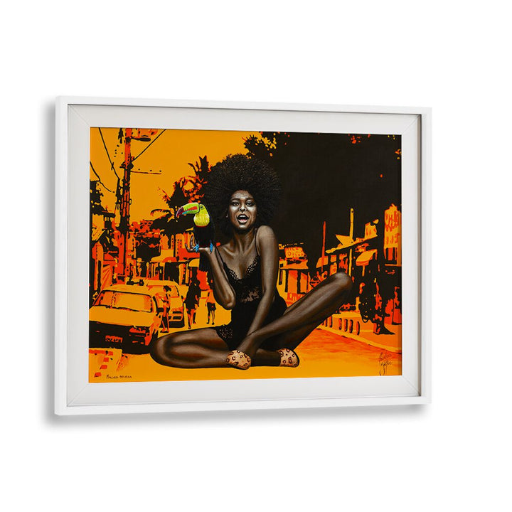 Maluco Beleza  By Christian Beijer African Artwork in White frame With Mount
