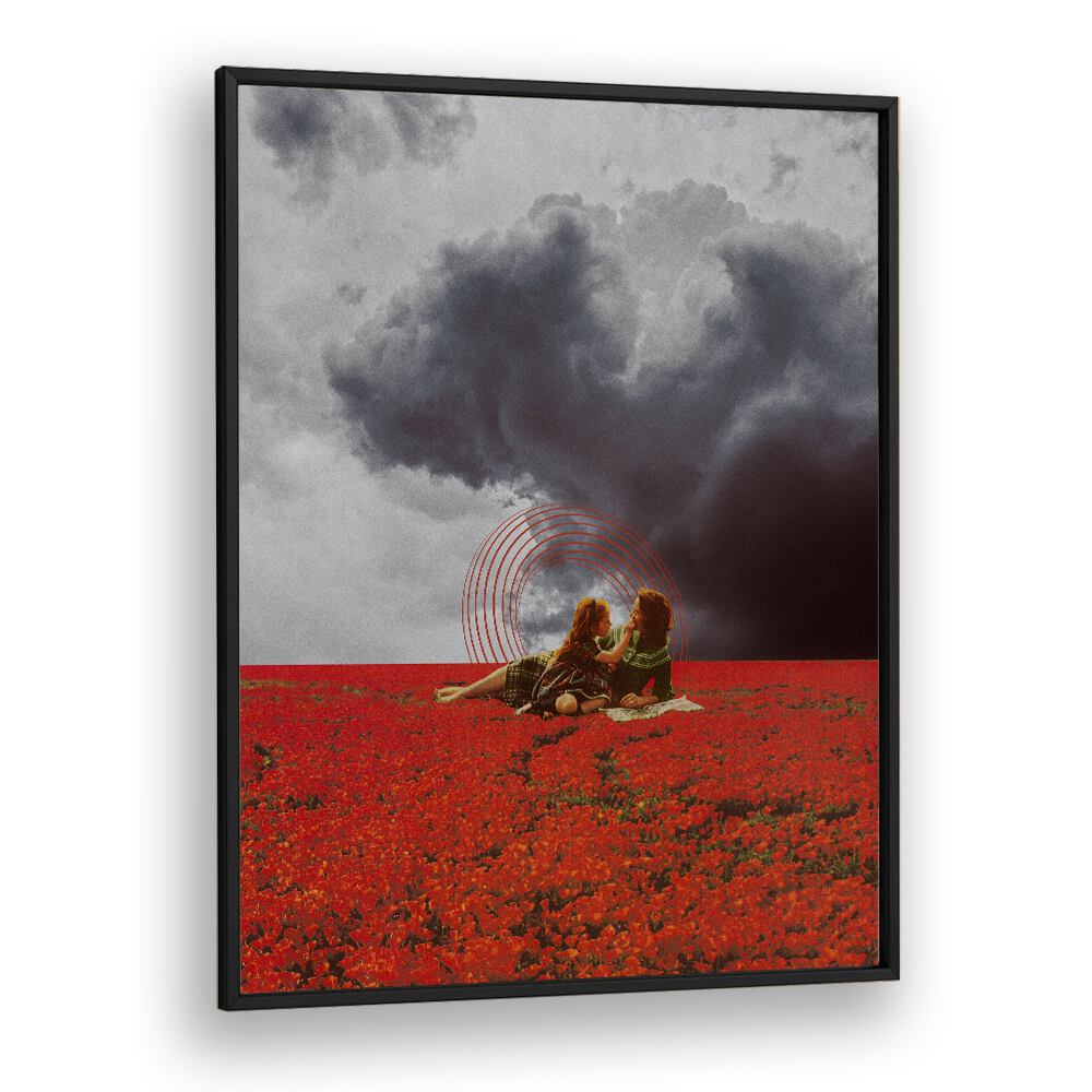 Mama Love  Surreal Painting Artwork in Black Plain Frame
