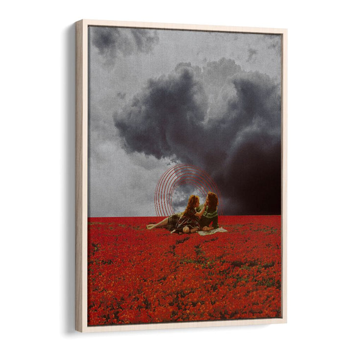 Mama Love  Surreal Painting Artwork in Oak Wood Floater Frame
