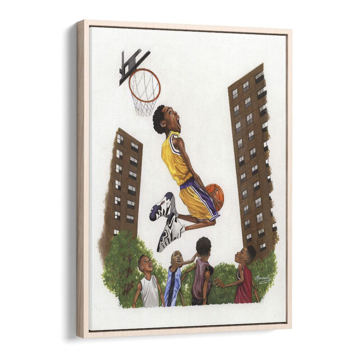 Mamba kid Sports Art Artwork in Oak Wood Floater Frame