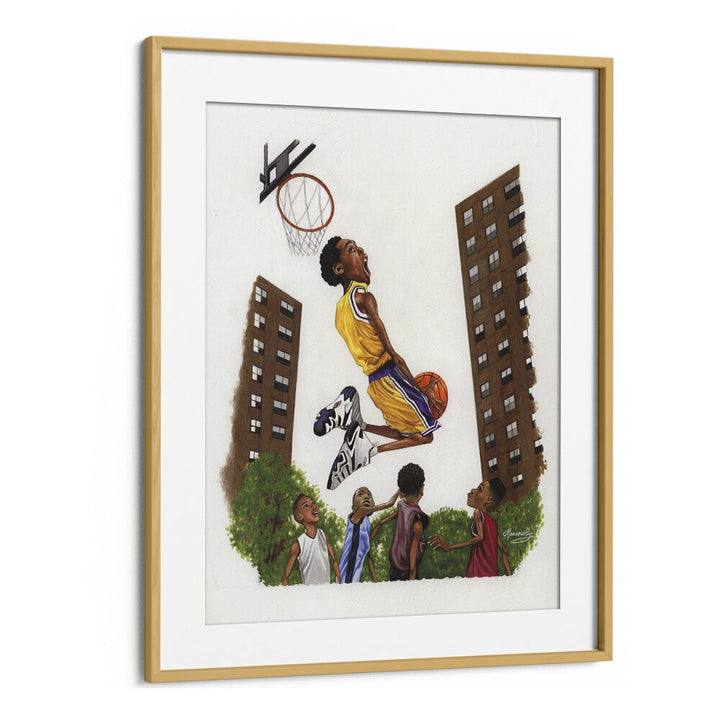 Mamba kid Sports Art Artwork in Oak Wood Frame With Mount