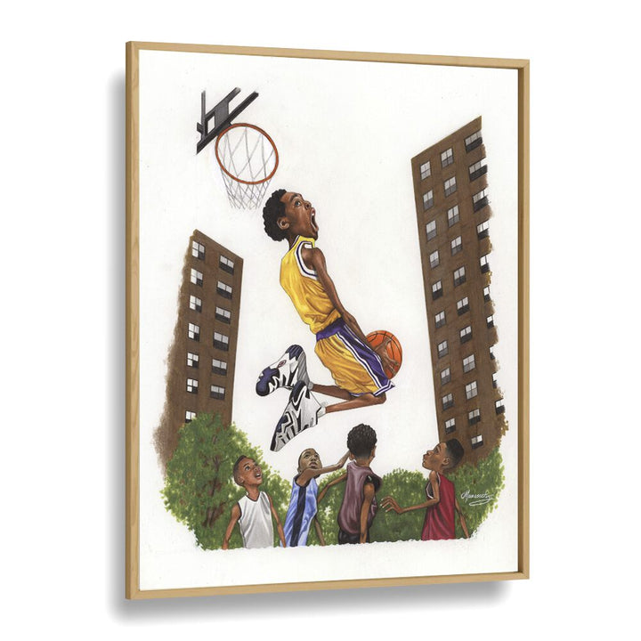 Mamba kid Sports Art Artwork in Oak Wood Plain Frame