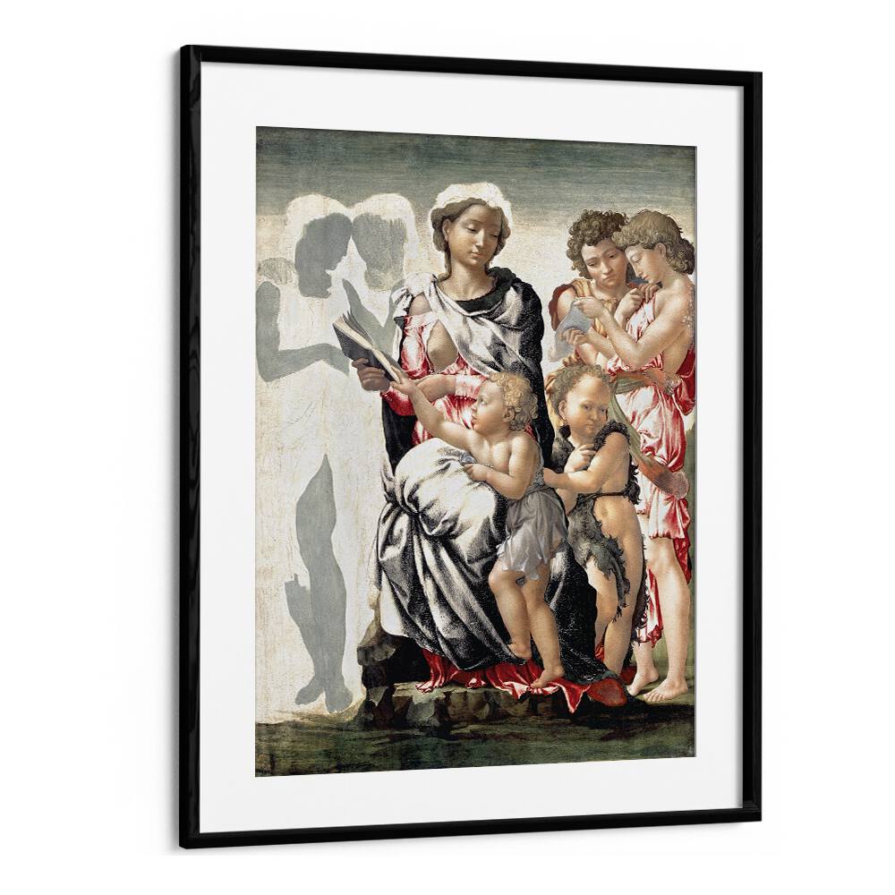 Manchester Madonna (1497) Michelangelo Buonarroti art painting Artwork in Black Frame With Mount