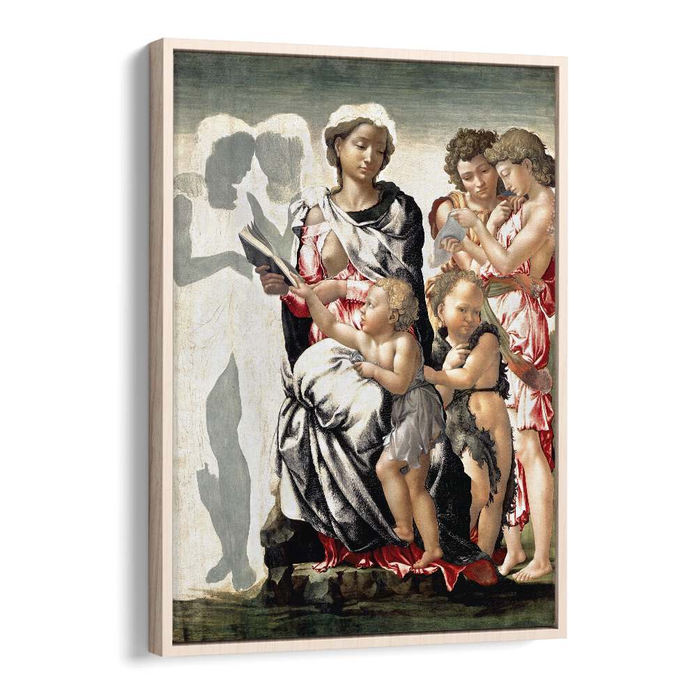 Manchester Madonna (1497) Michelangelo Buonarroti art painting Artwork in Oak Wood Floater Frame