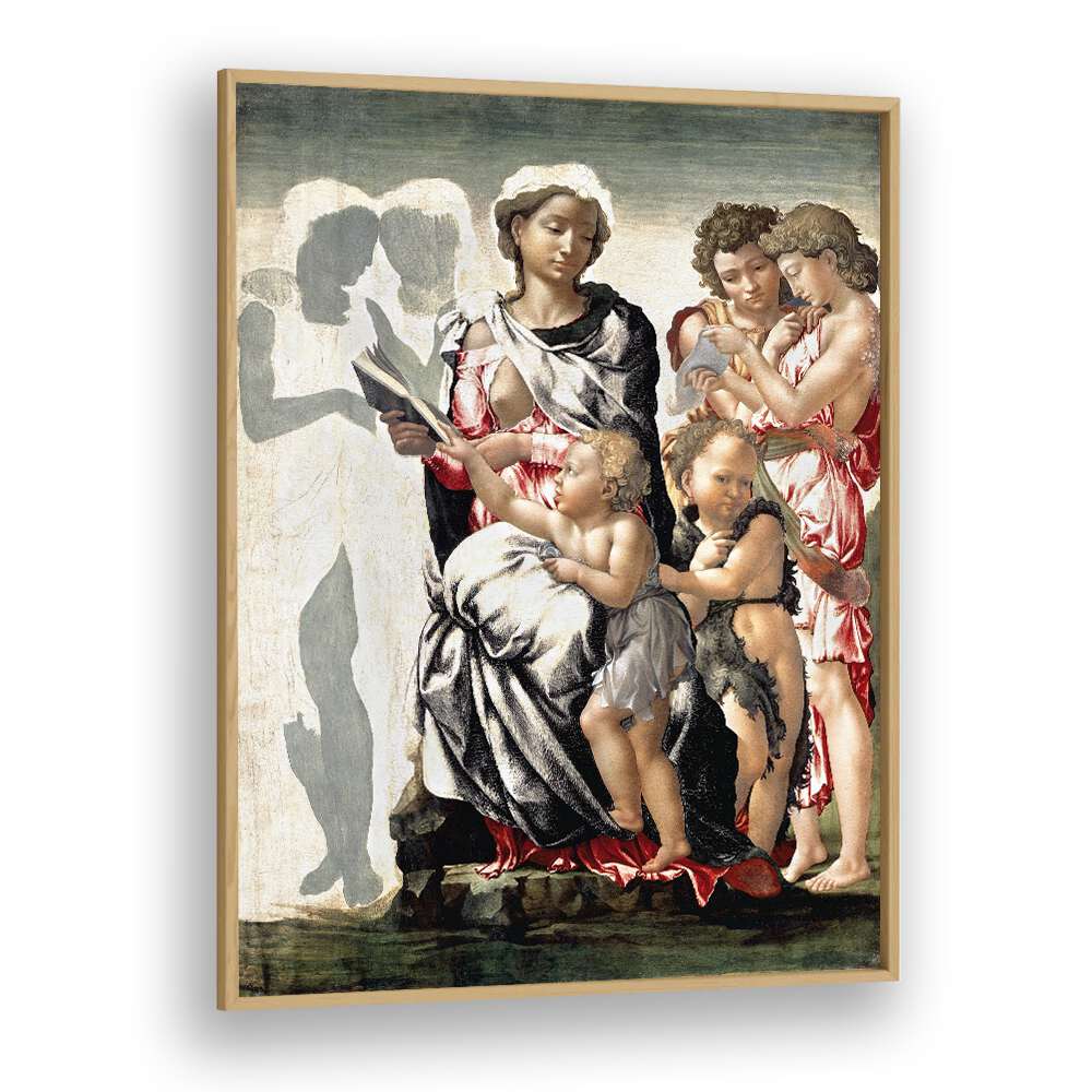 Manchester Madonna (1497) Michelangelo Buonarroti art painting Artwork in Oak Wood Plain Frame